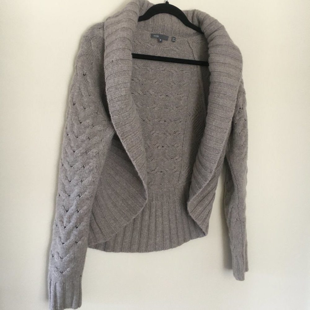 Vince Sweater Cardigan Wool Size Medium Taupe